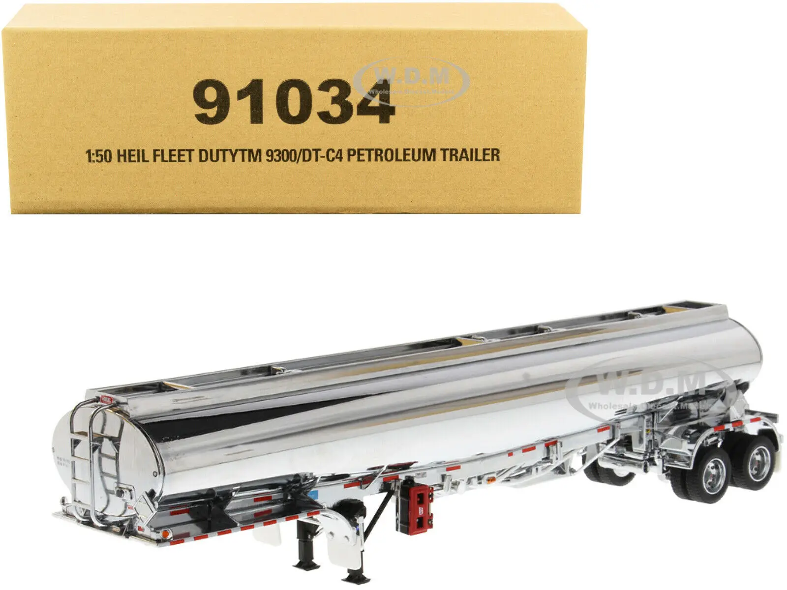 HEIL FD TM 9300/DT-C4 PETROLEUM TANKER TRAILER CHROME 1/50 DIECAST MASTERS 91034