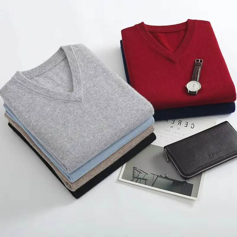 Chaleco de Lana Pura con Cuello en V para Hombre, Suéter sin Mangas para Otoño e Invierno, 100% Lana Merino, Prenda de Punto Básica, Chaleco Informal