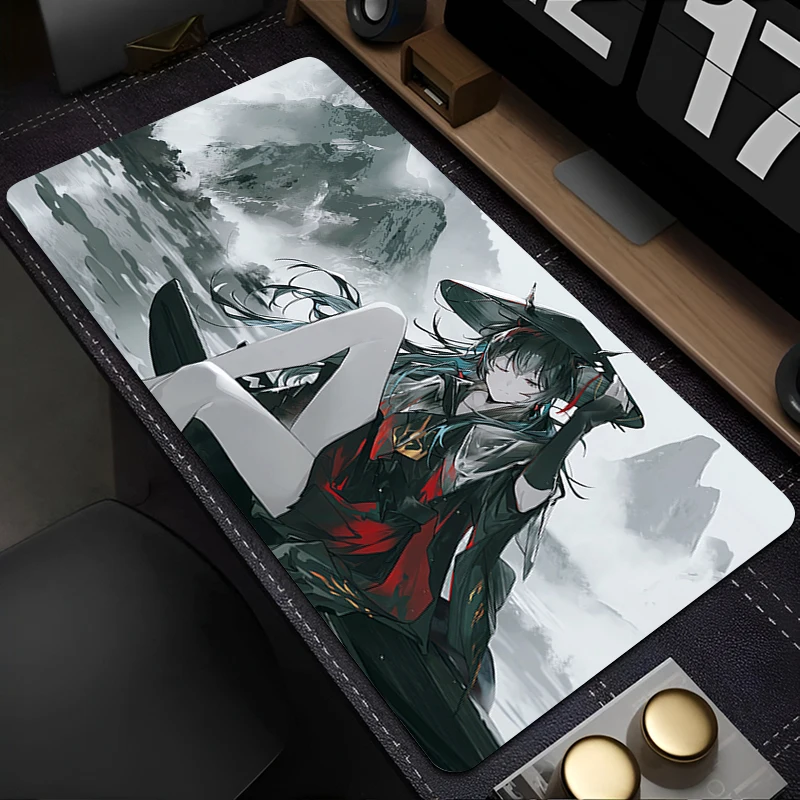 

Mouse Pad Laptop Arknights Chen Anime Mousepad Black And White Kawaii Keyboard Pad PC Gaming Accessories Extended Desk Mouse Mat