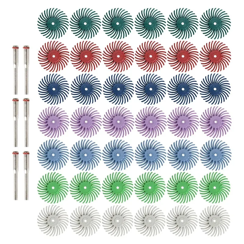 

42pcs 1 Inch Radial Bristle Disc Kit with 3mm Shank for Rotary Tools,Detail Abrasive Wheel for Jewelry Wood Metal Polishing