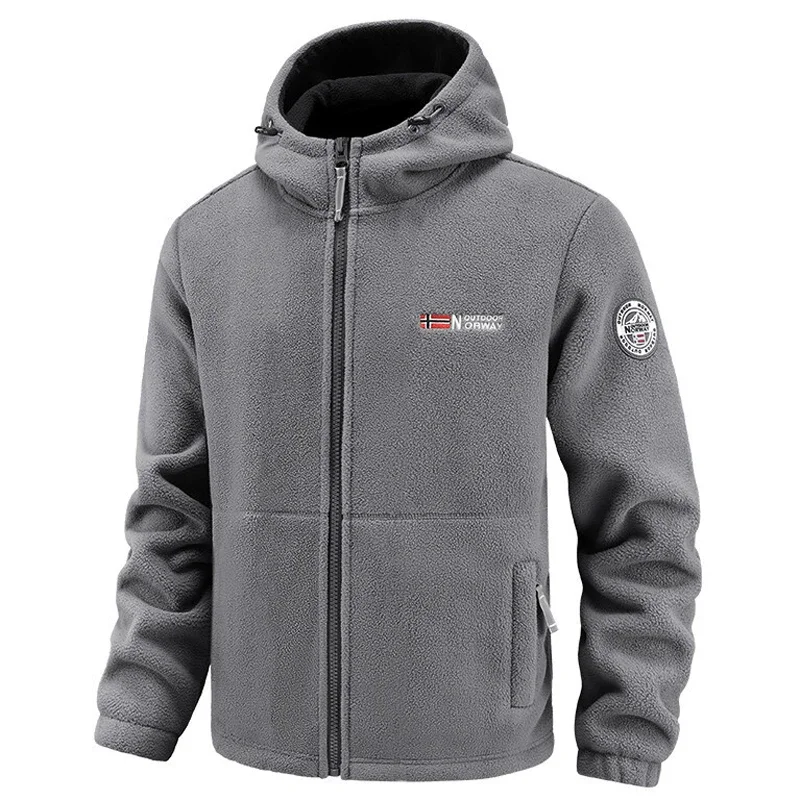 Thicken Hooded Polar Fleece Jackets New Soft Lamb Wool Warm Winter Parkas Men Outdoors Autumn Hiking Camping Coats Men Clothing