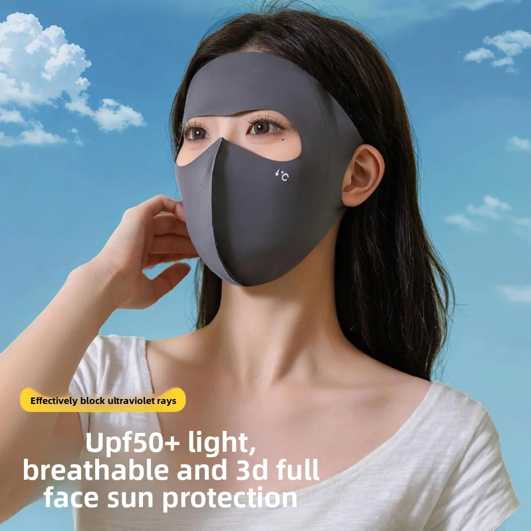 

Sunscreen Face Mask, Gini Full Face Mask, Summer Thin Design, Breathable, UV Resistant, Sun Shading for Women Outdoors