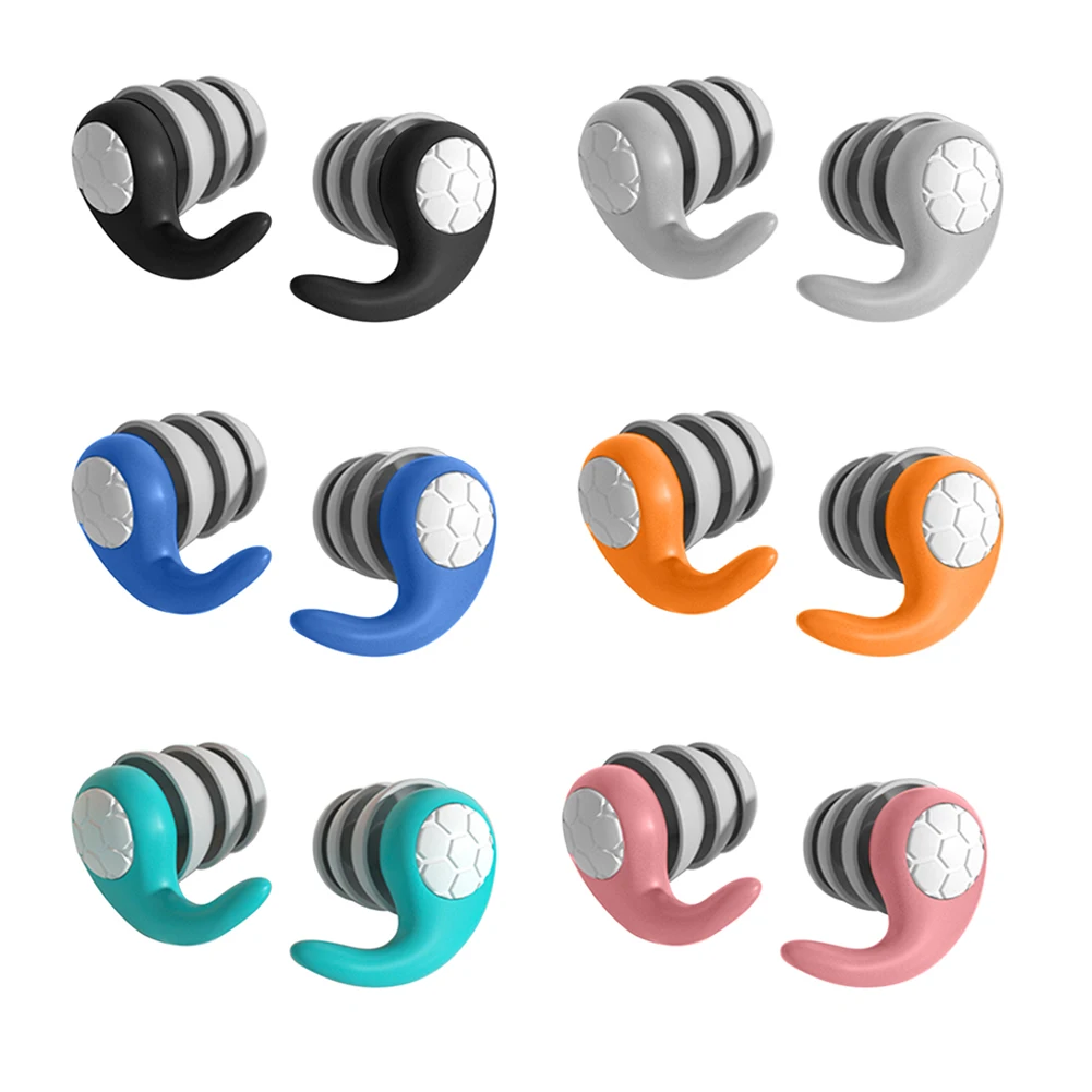 1 Pair Anti Noise Sleeping Ear Plugs Noise Reduction Ear Protector 3 Layers Soft Silicone Earplug Waterproof Swimming Ear Plugs