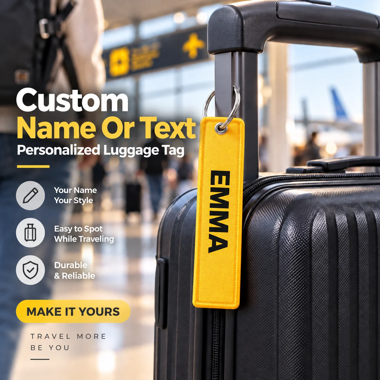 Custom Name Luggage Tag Offset Printing Polyester Travel ID Bag Label Durable Scratch‑Resistant Personalized Tag for Suitcase