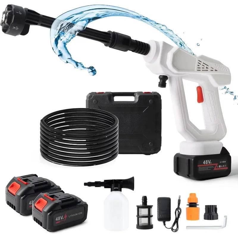 

Беспроводной пистолет для мойки высокого давления 2500 фунтов на кв. дюйм с регулируемой насадкой, бесщеточный двигатель, для уборки автомобиля и сада