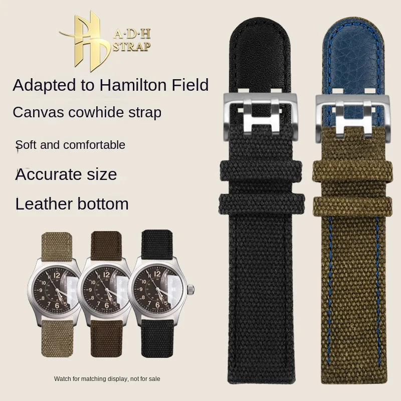 For Hamilton Khachi Field H68201963/1993 H68201943 Canvas Watch Strap 20 22mm Waterproof Watchband Men\'s Belt Pin Buckle Style