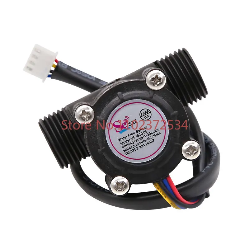 

2PCSWater flow sensor of water heater with water temperature detection, 4-wire, 5-hole G1/2 interface, universal S201B