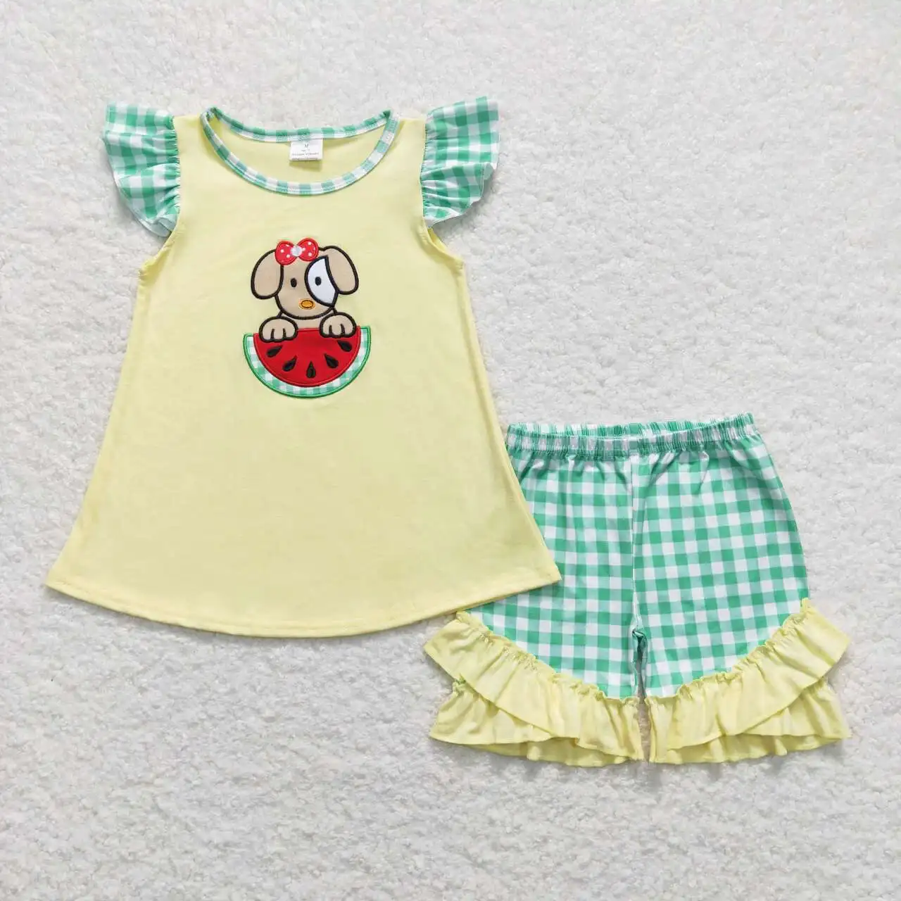 GSSO0483 conjunto de ropa a juego para niños pequeños, Top de manga corta con pantalones cortos, trajes de Boutique para niños