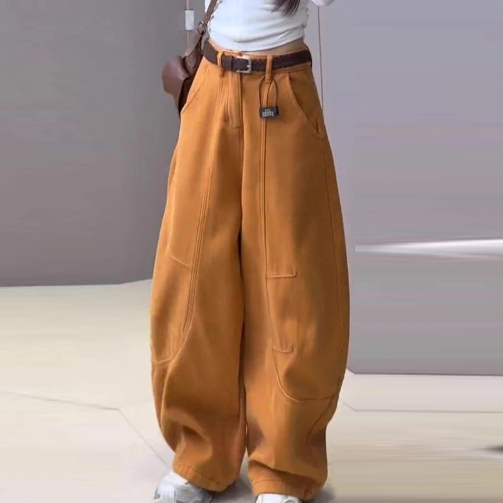 Orange jeans women's spring 2026 new unique super good-looking American thin commuter wide-leg scimitar pants