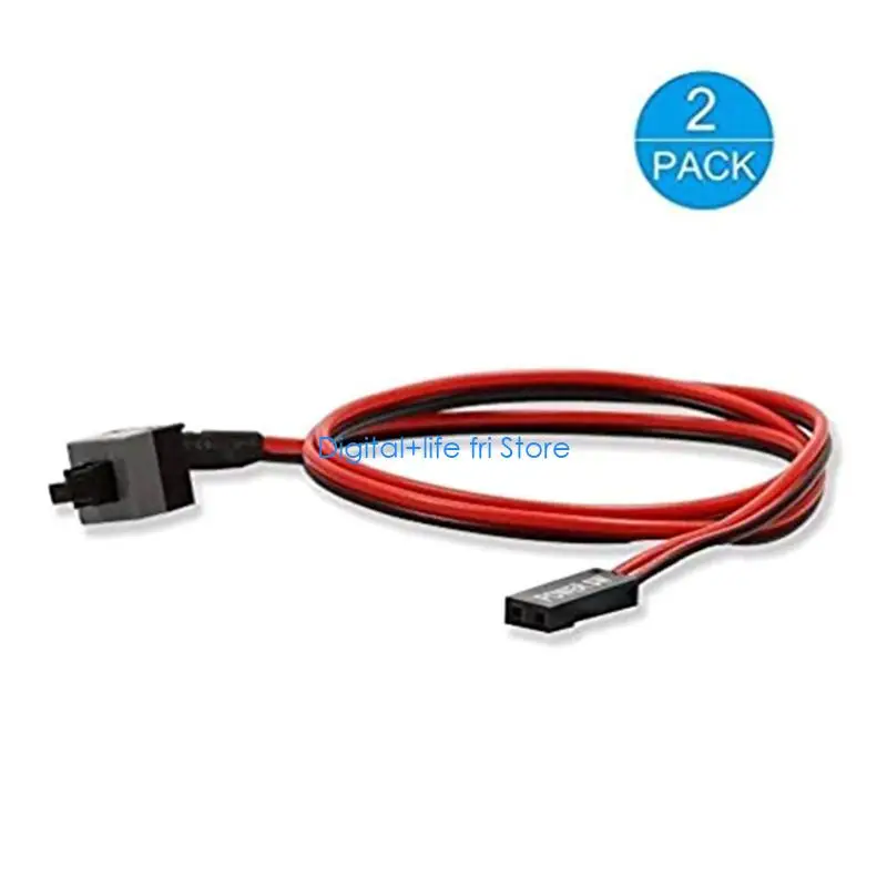 E06D 2 Pack 2 Pin Power Cable on/Off Push Button Computer Switch Wire 0.5m