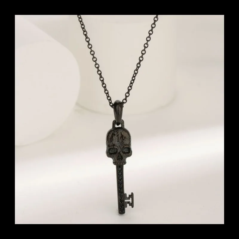

Популярный модный мужской кулон в стиле s925, классическая бирка для ключей с черным черепом