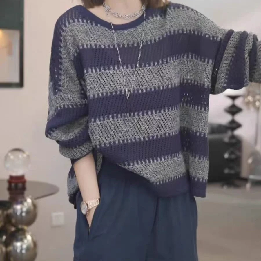 Luksusowy sweter damski Camere, długi, luźny, dzianinowy, na jesień, wygodny, dopasowany, okrągły dekolt, ciepły, miękki, poliestrowy.