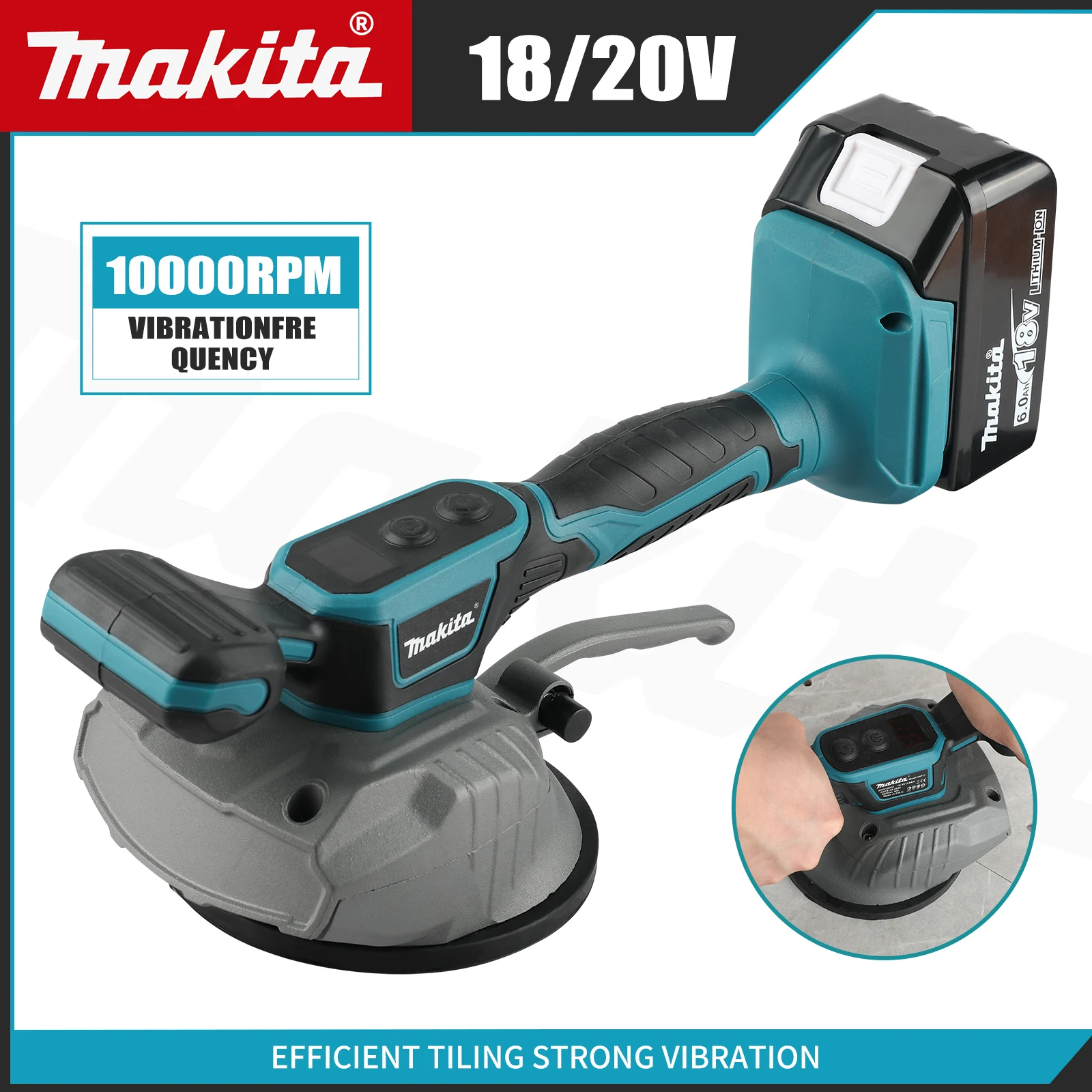 

Машина для укладки плитки Makita 18 В с 8 регулировками скоростей, высокая мощность для вибрации стен и пола, инструмент для украшения дома