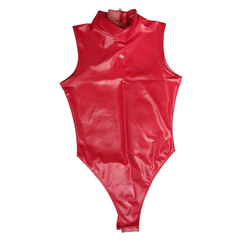 بدلة للجسم من قطعة واحدة عالية المرونة بدون أكمام وياقة عالية من النايلون اللاتكس ملفوفة حول بدلة ضيقة عالية الجودة من الألياف اللدنة