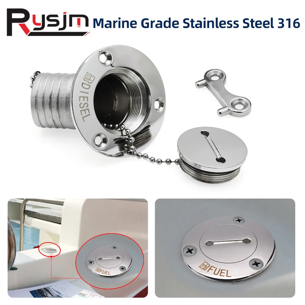 

Marine Hardware Customized 45 Degree Deck Filler Key Cap 50mm GAS DIESEL FUEL WASTE WATER 316 Stainless Stee Deck Fillers