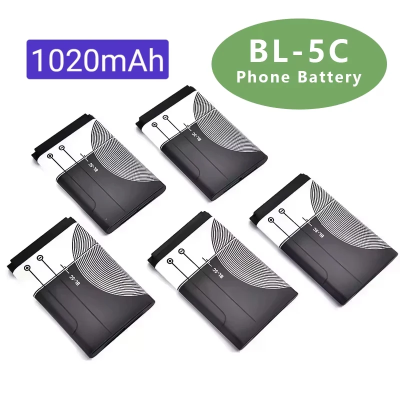

BL-5C 3.7V 1020mAh Battery BL-5C BL5C BL 5C Rechargeable Batteries For Nokia 2112 2118 2255 2270 2280 2300 2600 2610 3125 3230