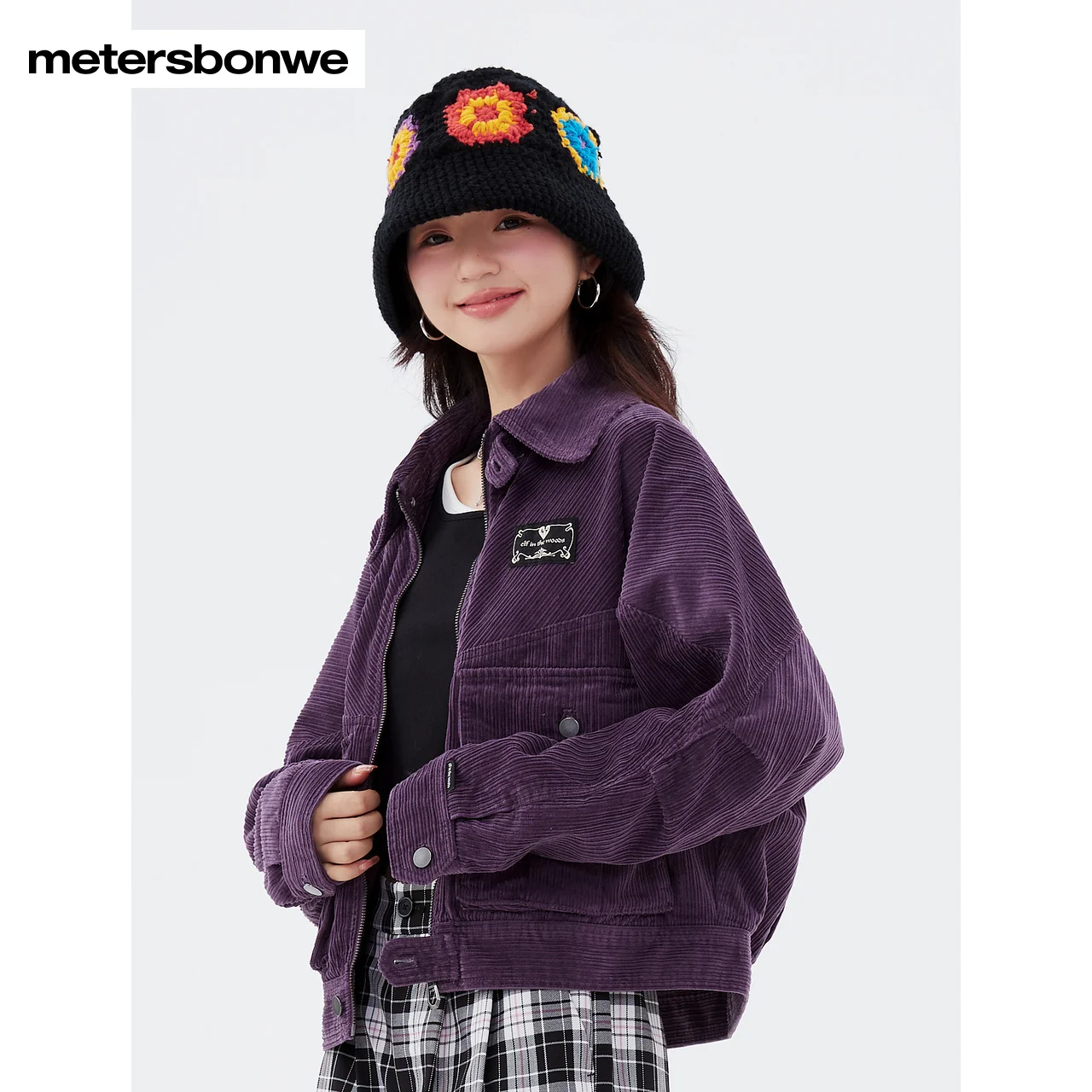 Metersbonwe Women Short Coat Fall Spring New Corduroy Silhouette Coat Ladies Loose Jacket Beautiful Cardigan Brand Fashio Tops