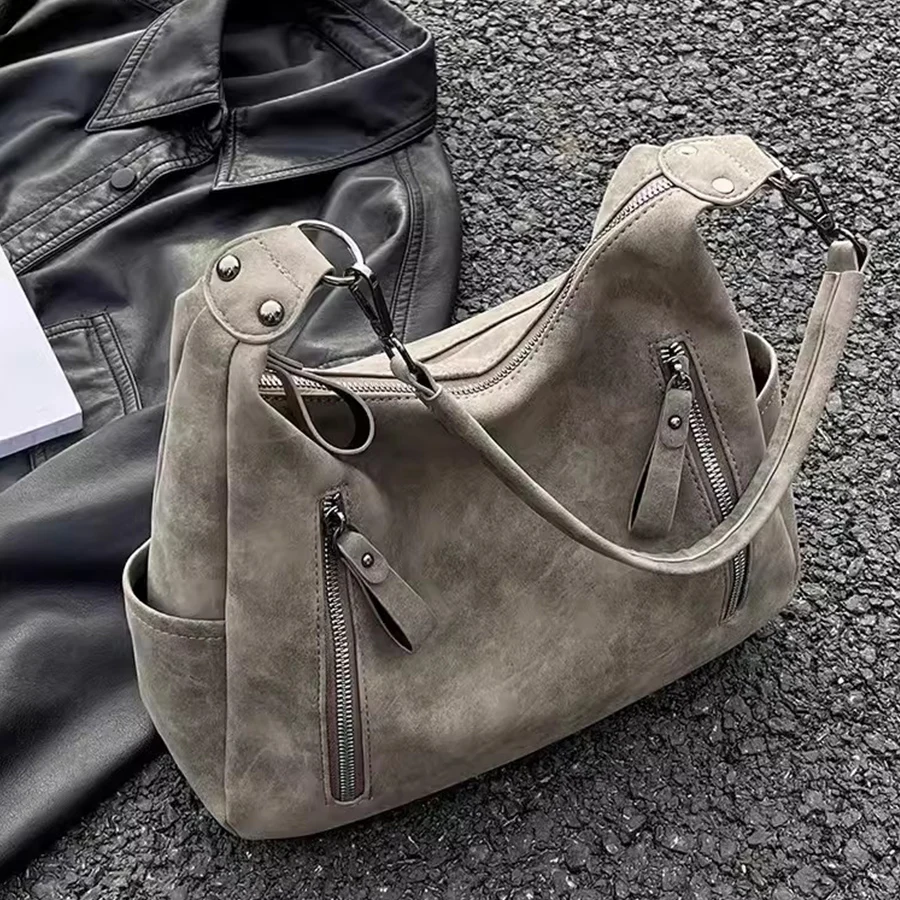 

Korea women handbags autumn/winter korea new large-capacity single shoulder bag vintage scrub crossbody bag casual commuter Tote