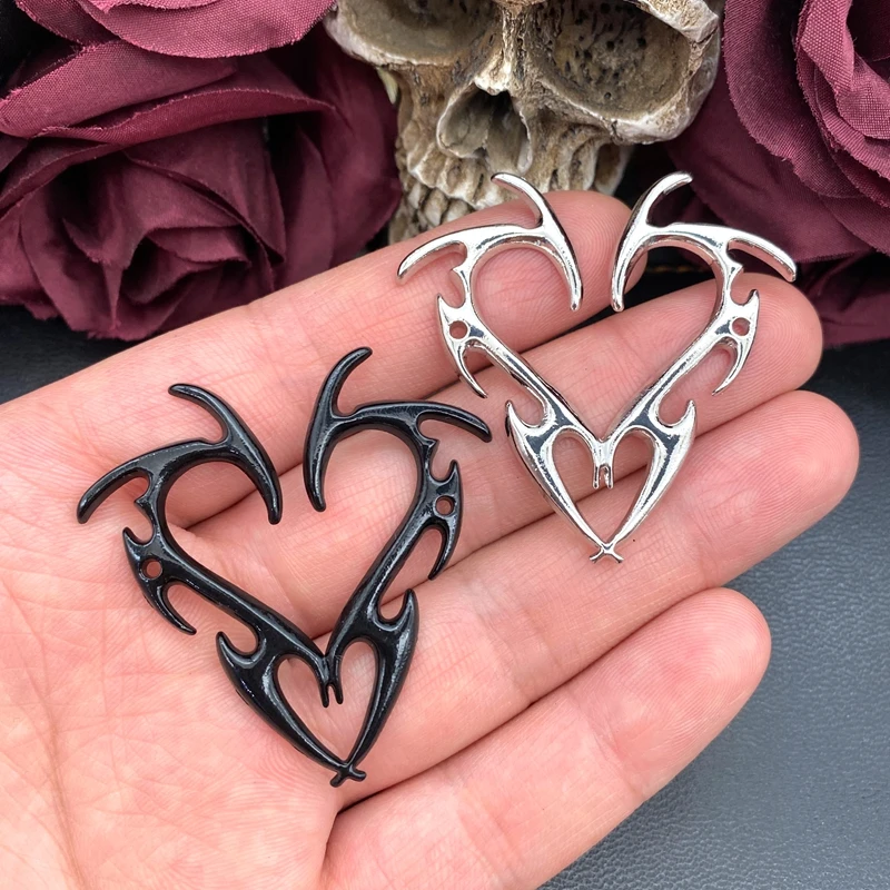 4pcs 49*49mm Gothic Thorn Heart Charm Pendant Hollow Heart Charms For DIY Jewelry Making Jewelry Craft Findings