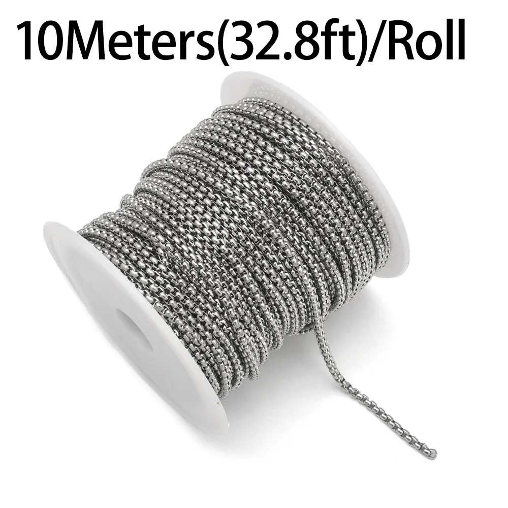 9,8-98 Fuß Gold PVD-beschichtete Rolo-Box-Kette aus Edelstahl für DIY-Schmuckherstellung, Halsketten und Armbänder – Detail 6