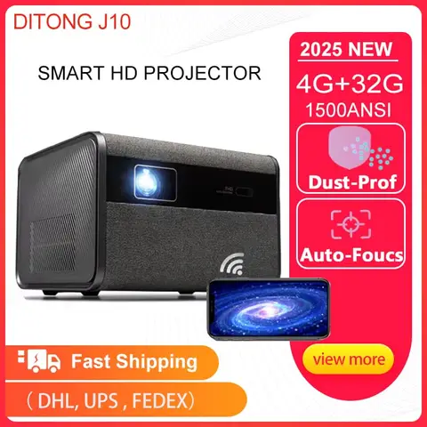 DITONG 2025 NEW  J10 projector Native 1080P Autofocus 4k HD video outdoor mobile phone Android smart home theater LED projector