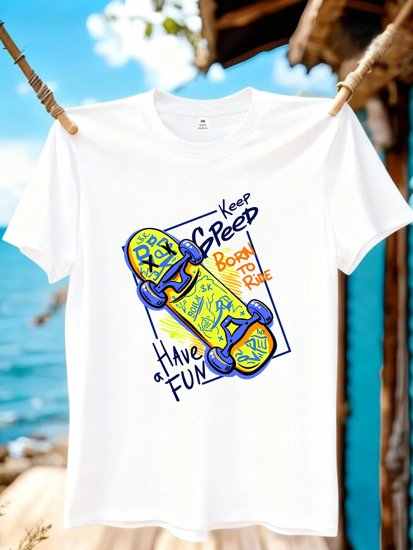 

【WZM10954】Creative skateboard print plus size women's round neck summer casual short sleeved street fashion versatile T-shirt