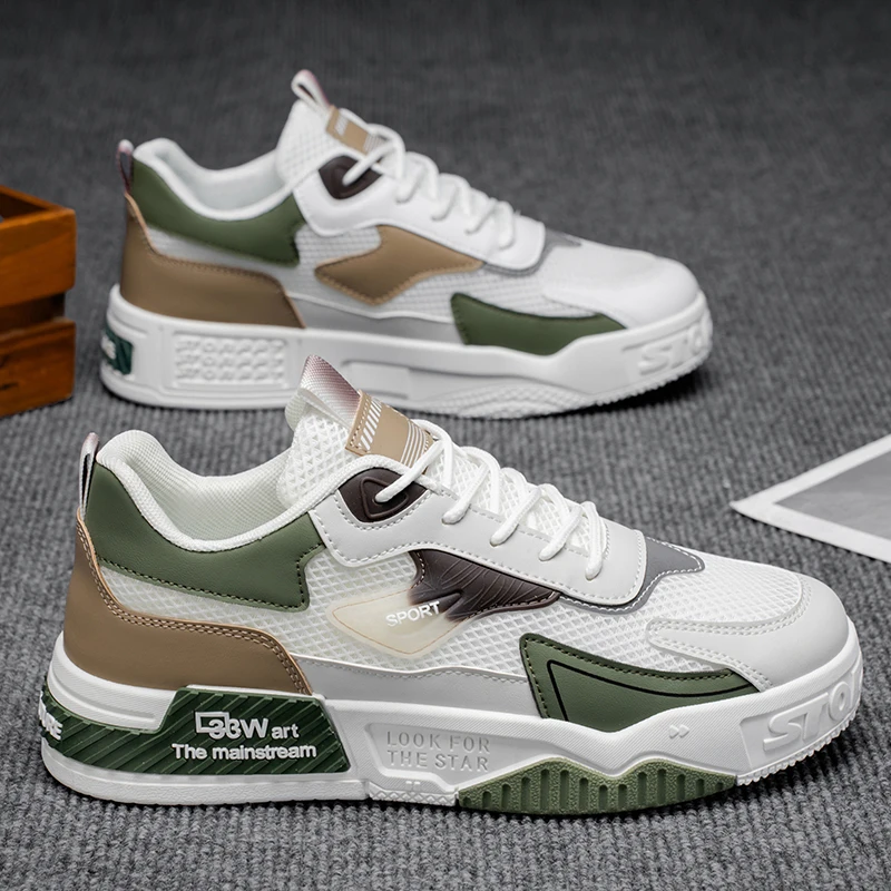 Herren-Freizeitsportschuhe, bequem und modisch, für alle Jahreszeiten geeignet, Khaki/Schwarz/Weiß/Grün – passend – Detail 3