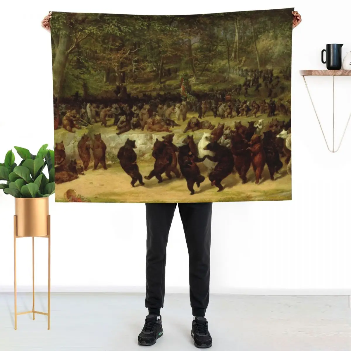 The Bear Dance Painting - William Holbrook Beard Throw Blanket couch cozy soft plush fuzzy picnic outdoor blanket