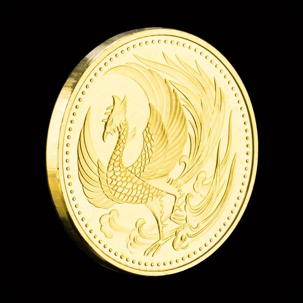 ذهبية مطلي عملة تذكارية من فينيكس ، المخلوقات الأسطورية ، نمط الطيور العلمانية ، عملة قابلة للجمع