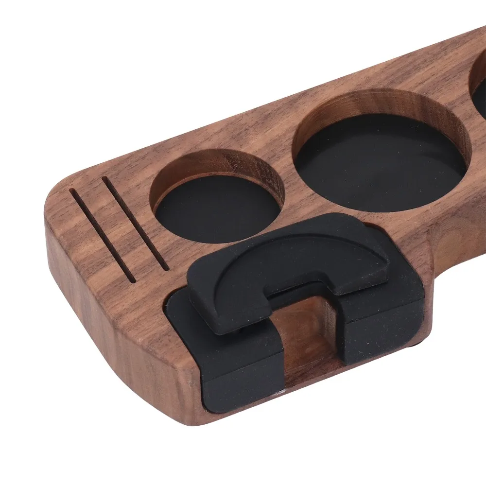 Walnut Wood Coffee Tamping Station Compact Design 51mm 54mm 58mm Coffee Tamper Holder Storage Function Tamper Station Base