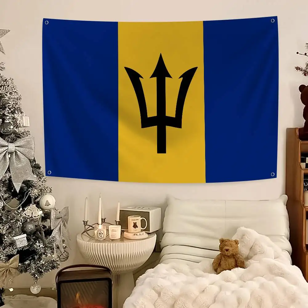Barbados Flag Banners Four Hole Flag Polyester Outdoor Decor Room Aesthetic