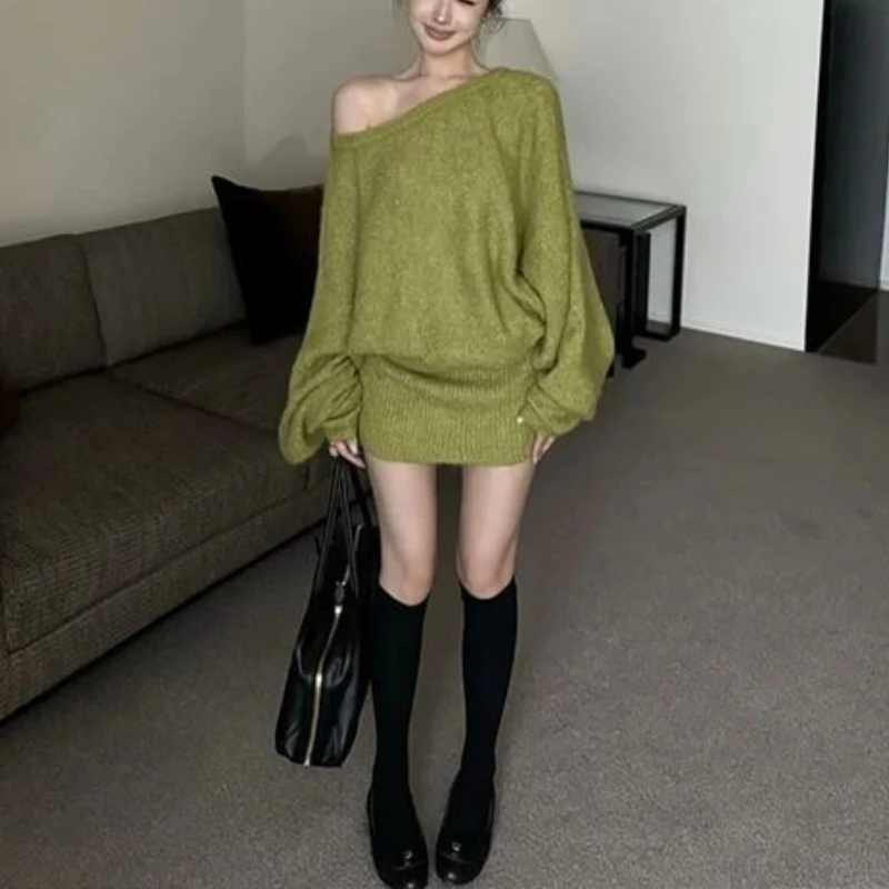 

Joker Sweater Loose Dress Female Elegant Long-sleeved Fashion Autumn Winter Women's Clothing