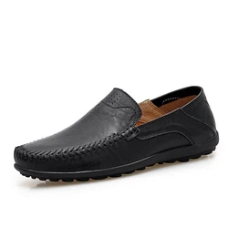 Handmade Shoes Genuine Leather Casual Shoes For Men Flat Platform Walking Shoes Outdoor Footwear Loafers Breathable Sneakers