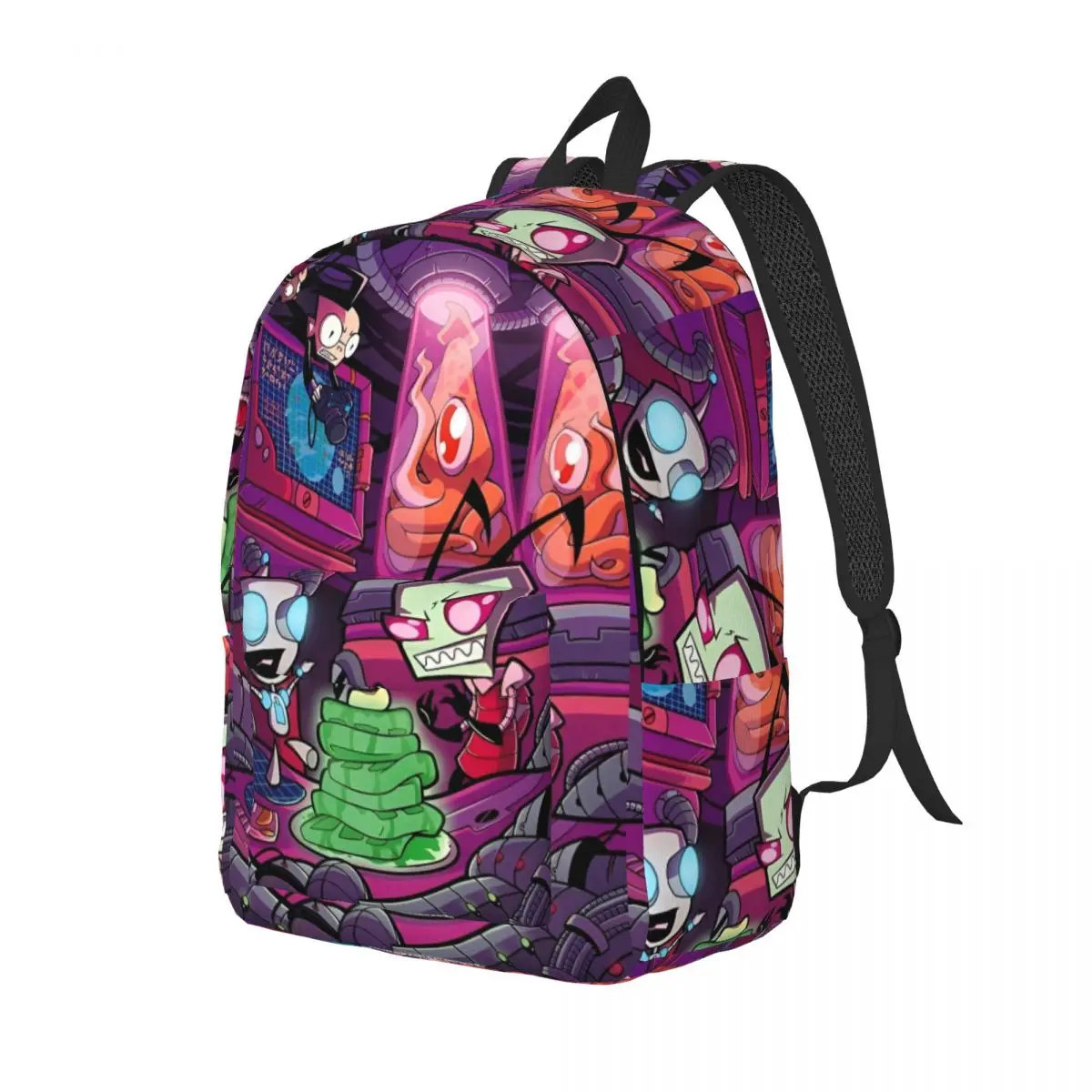 カスタム I-Invaders Z-Zims 面白いキャラクターアニメバックパックトレッキングバックパック少年少女カスタムパターンスクールバッグかわいいリュックサック