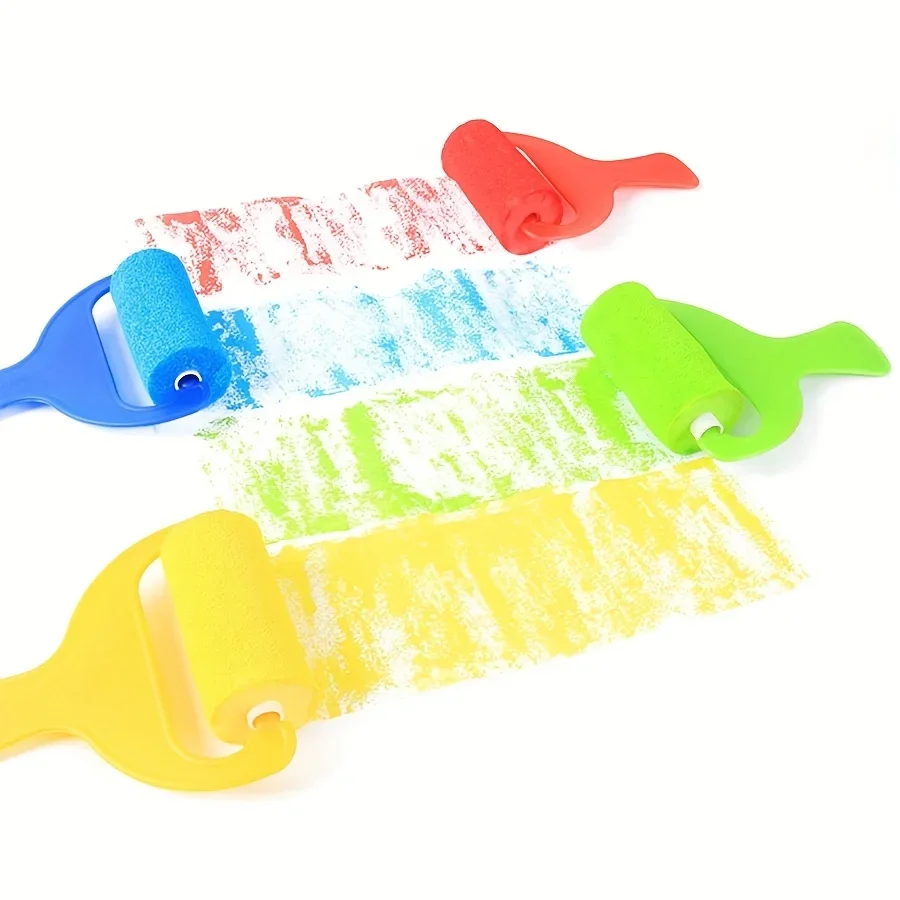4pcs/set Available Paint Watercolor Painting Sponge Brush Cartoon Pattern Drawing Tools Roller Stamp Art Painting  ZSY