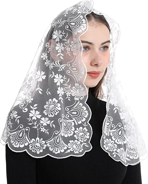 

Embroidery Craft Spanish Lace Chapel Scarf Mantilla Women Head Covering Catholic Veil