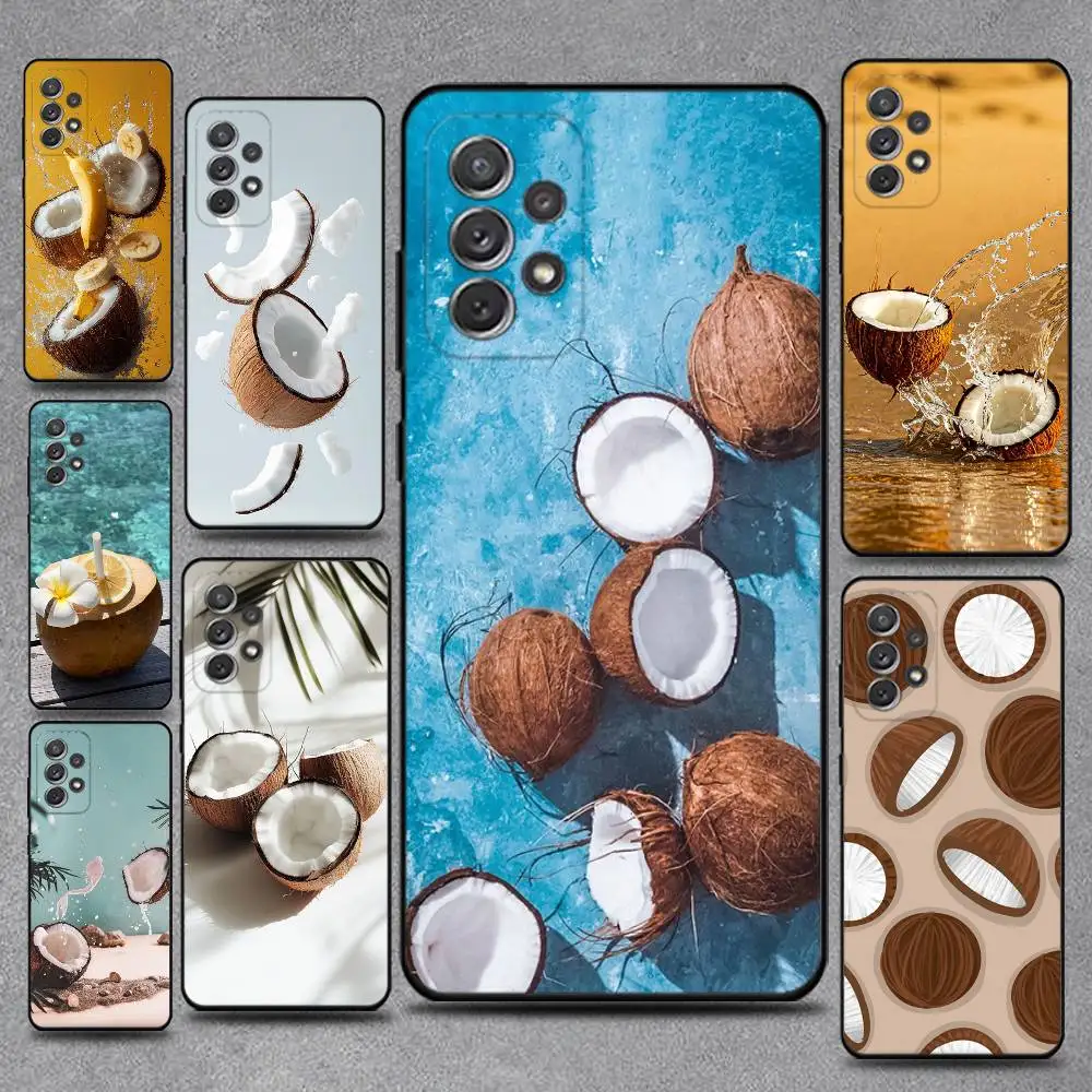 

coconut Phone Case For Samsung S25,S24,S21,S22,S23,S30,Ultra,S20,Plus,Fe,Lite,Note,10,9,5G Black Cover