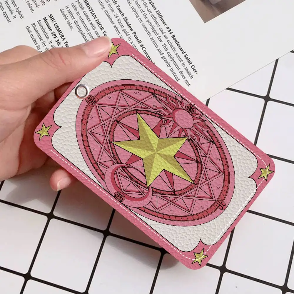 C-Cardcaptor Sakura PU Soft Leather Rectangular Key Card Holder Induction Elevator Protection Cover Youth Faion Accory