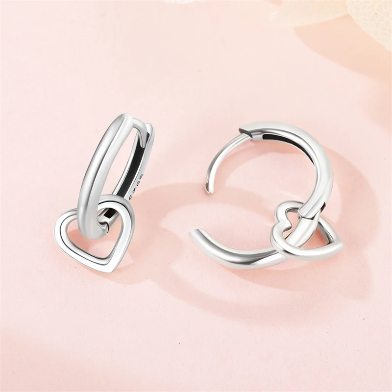 100% 925 Sterling Silver Eardrop Earrings 2023 Women Girl Simple Heart-shaped Birthday Evening Party Gifts S925 Fine Jewelry