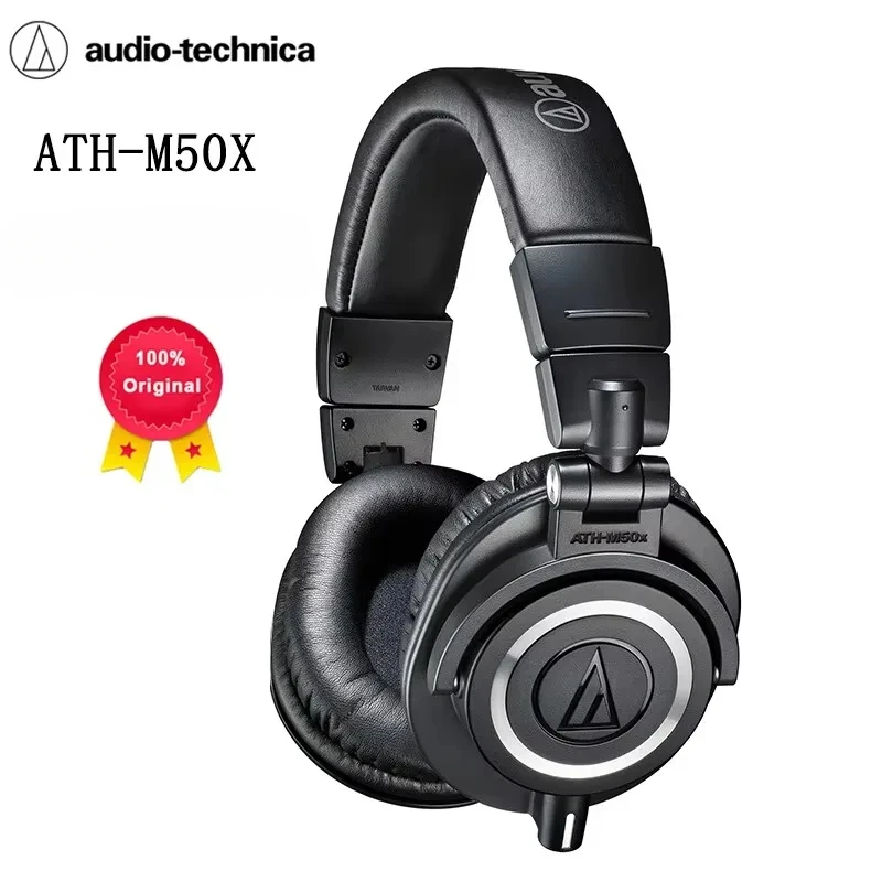 سماعات أذن أصلية من Audio Technica ATH M50X HIFI سماعات رأس احترافية مغلقة بالكامل سماعات رأس محمولة قابلة للطي