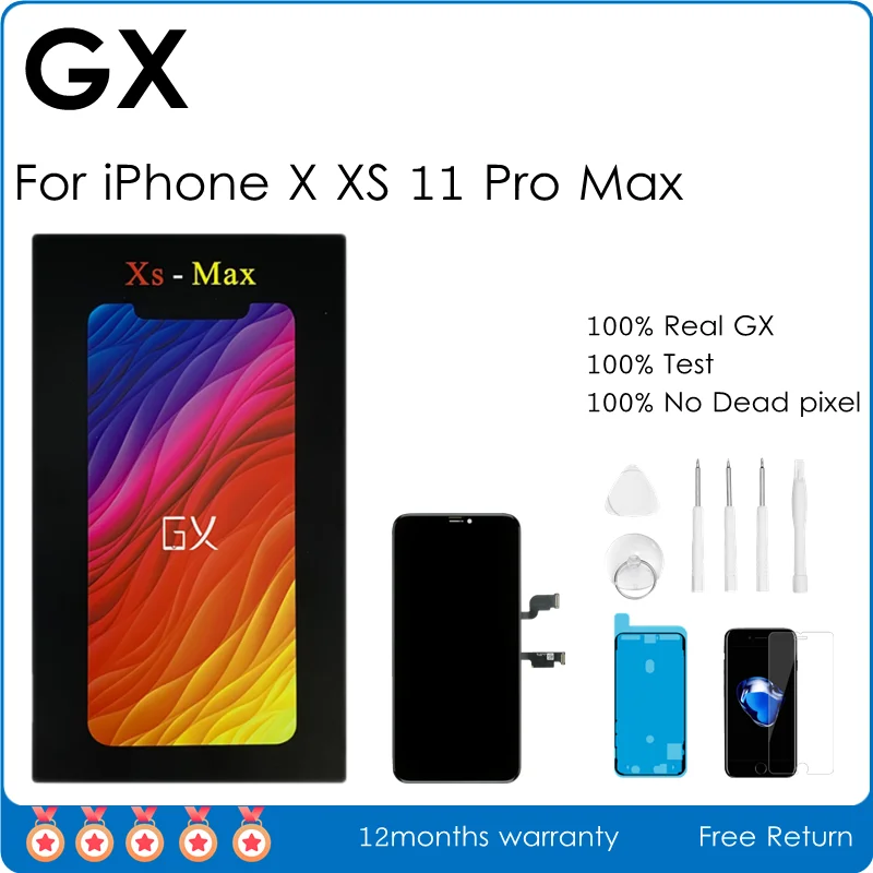 Top GX OLED For iPhone X XS Max 11 Pro LCD Display Digitizer Touch Screen No Dead Pixel Assembly Replacement + Gifts