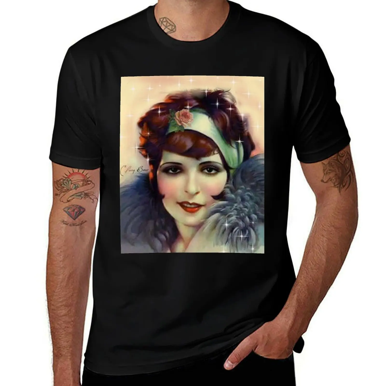 clara green edit by mysticladyart art deco vintage 1920s dancer print digital edit mysticladyart T-Shirt