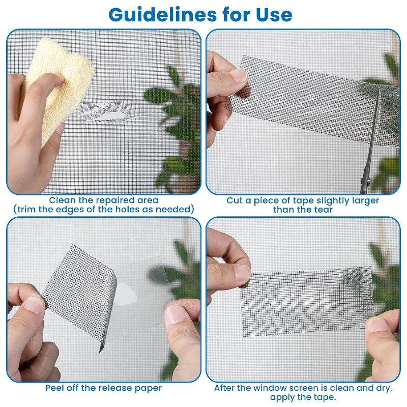Black Gray Window Screen Repair Tape Fiberglass Strong Adhesive | Waterproof Fiberglass Mesh Repair Patch, Fixes Holes and Tears