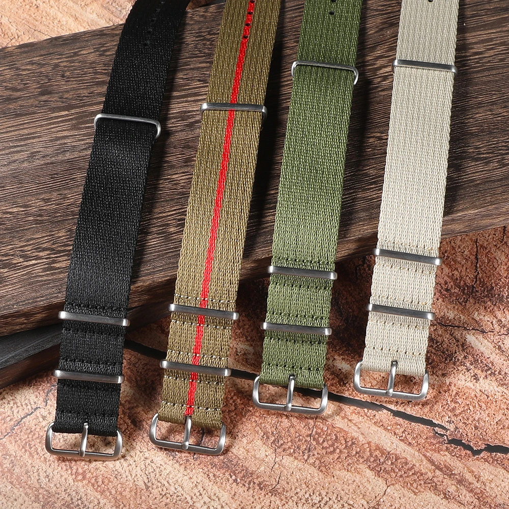 Einteiliges Weiches Nylon-Uhrenarmband 20mm 22mm Premium Glattes Einlagiges Uhrenband Gestreiftes Gewebtes Stoff-Armband