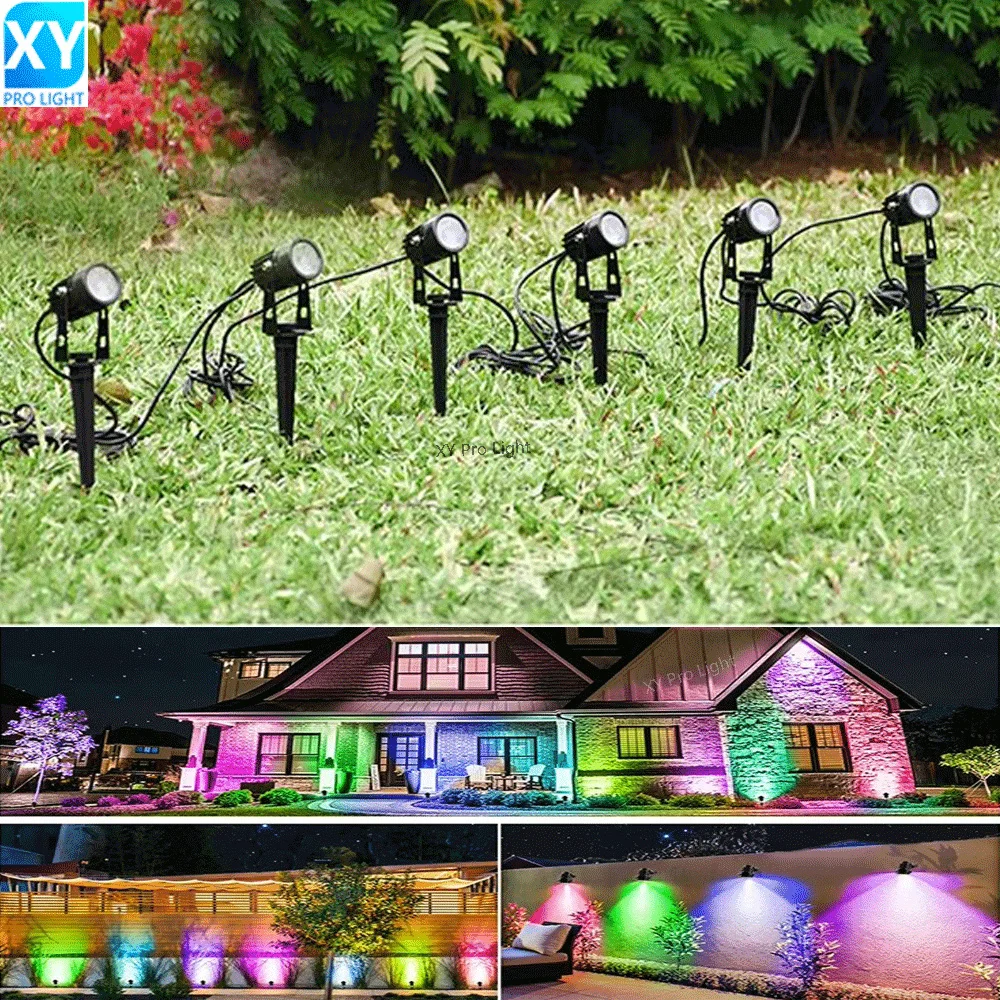 

DC12V RGB LED Garden Lawn Lamp Outdoor IP65 Waterproof Remote Landscape Color Change Spotlight for Path Yard Villa Hotel Lights
