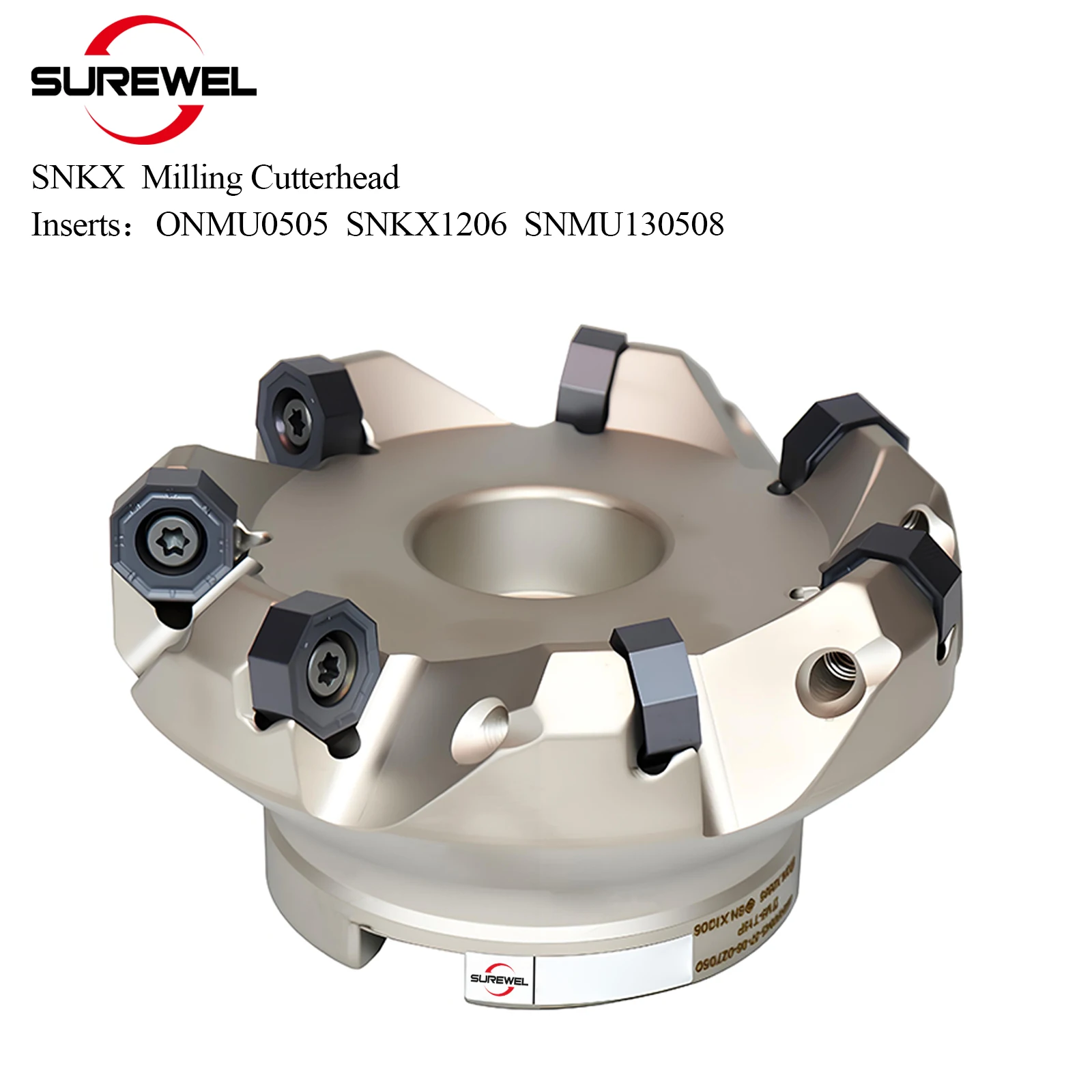 

SUREWEL SNKX 45 Degree Heavy Cutting Cutterhead 22 27 32 40 60MM CNC Milling Cutter Head Carbide Insert SNMU130508/ONMU050508