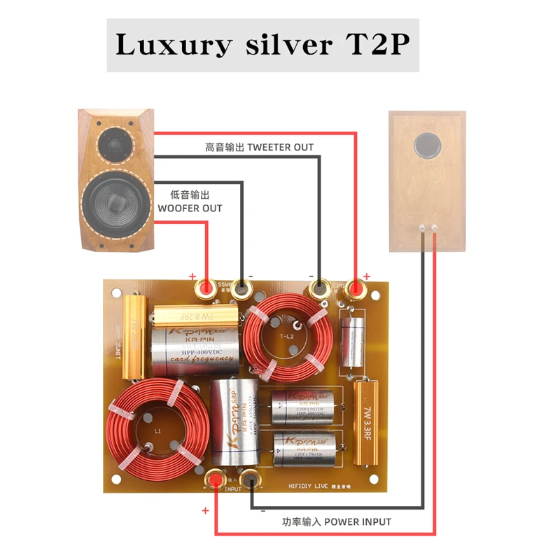 HIFIDIY Hi-Fi  2WAY  2 speaker Unit (tweeter +bass ) Speakers audio Frequency Divider Crossover Filters T2B