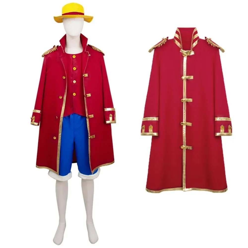 

Movie Monkey D Luffy Cosplay Costume Captain Trench Coat Anime Luffy Shirt Pants Outfits Halloween Carnival Party for Men Suit