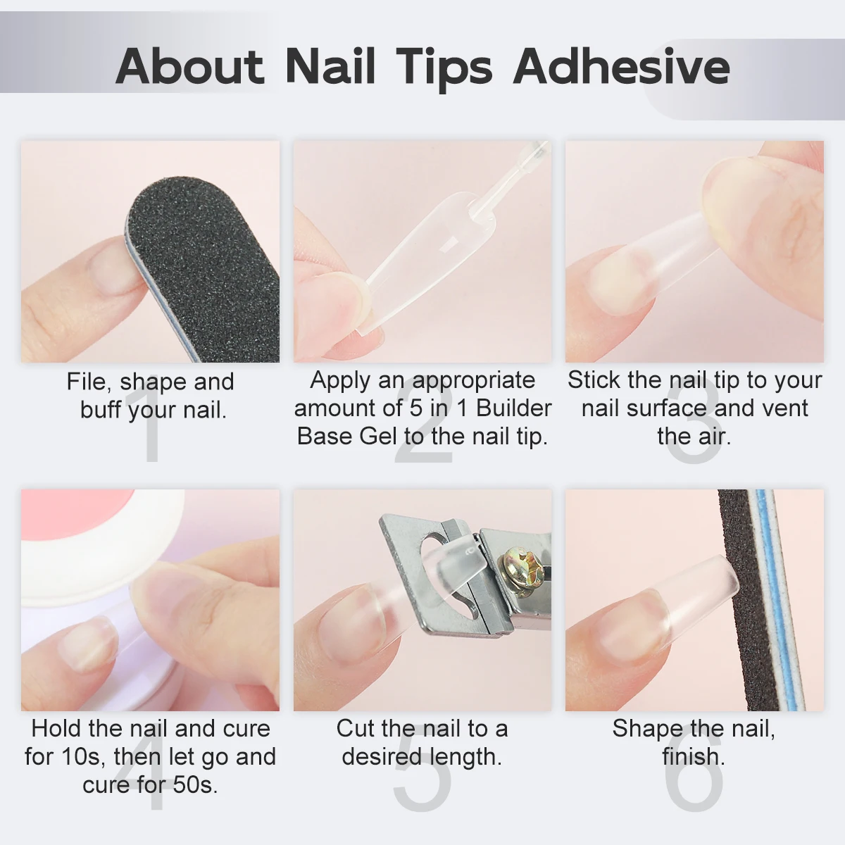 เจลเบส 7 มล. 5 in 1 สำหรับต่อเล็บ/สร้างเล็บ/ต่อเล็บ/เสริมความแข็งแรง/ยึดติด เหมาะสำหรับทำเล็บเองที่บ้านหรือร้านทำเล็บ