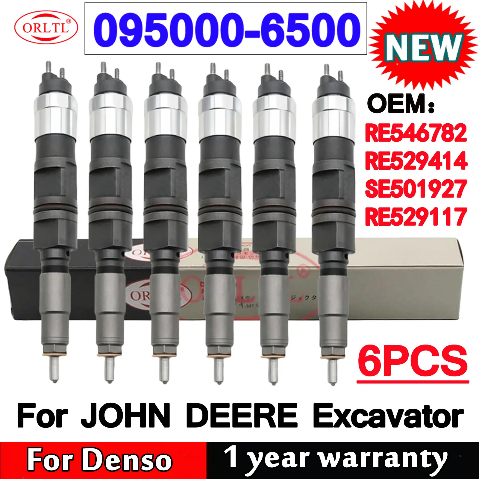 

6 PCS 095000-6500 RE546782 RE529414 SE501927 RE529117 Common Rail Fuel Injector 095000-6501 For JOHN DEERE Excavator 0950006500